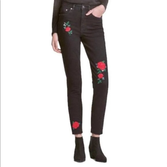 H & M Rose Embroidered Jeans * - Picture 1 of 10